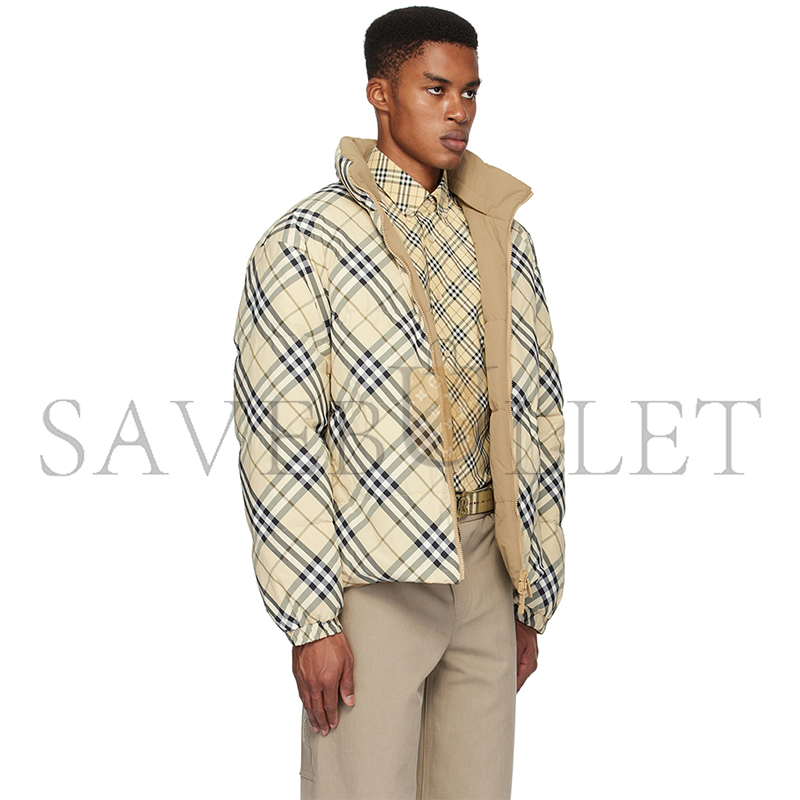 BURBERRY BEIGE CHECK PUFFER REVERSIBLE DOWN JACKET 